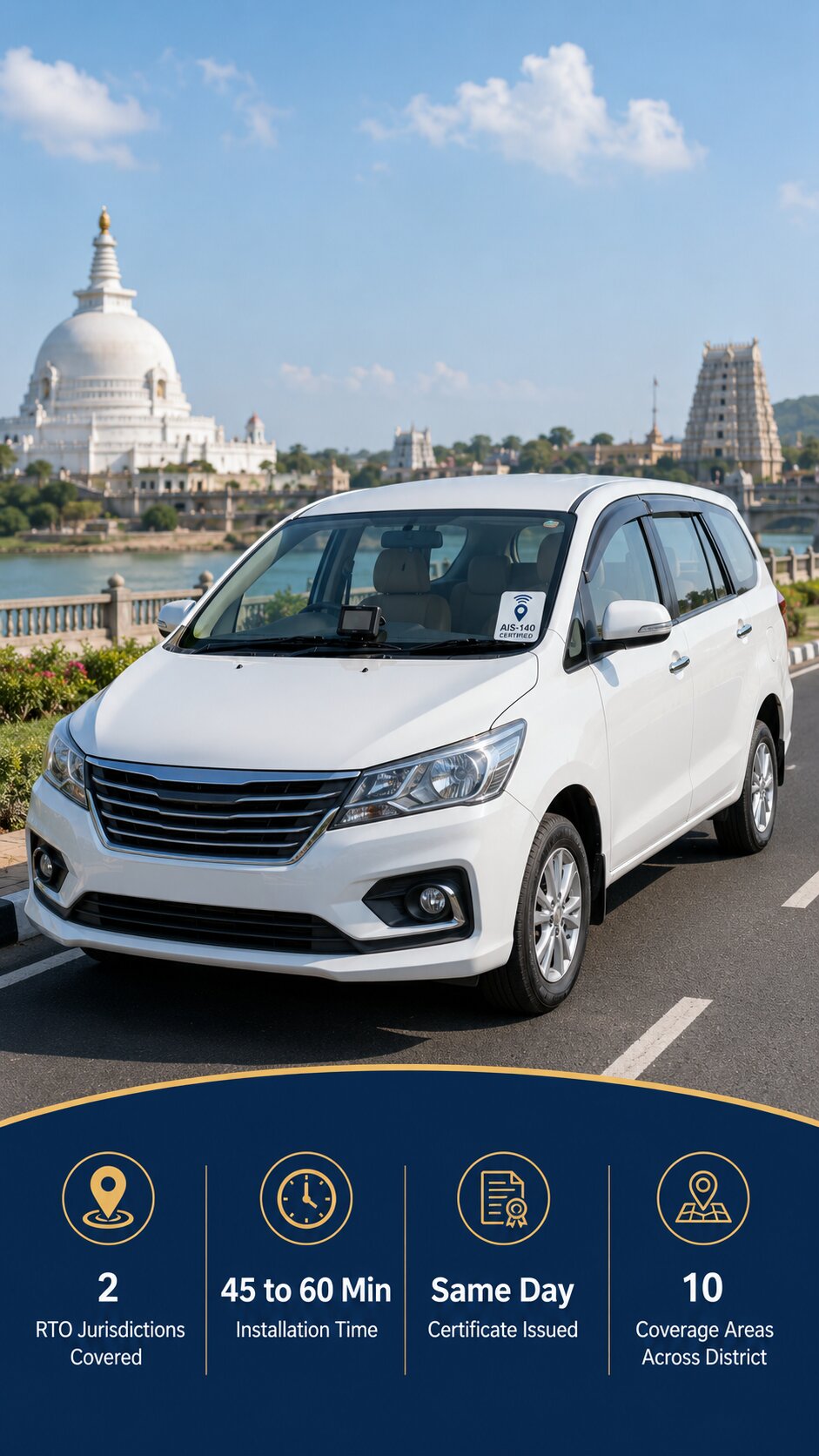 AIS-140 VLTD installation visual for Amaravati capital region and Krishna district contractor and commercial vehicle operators