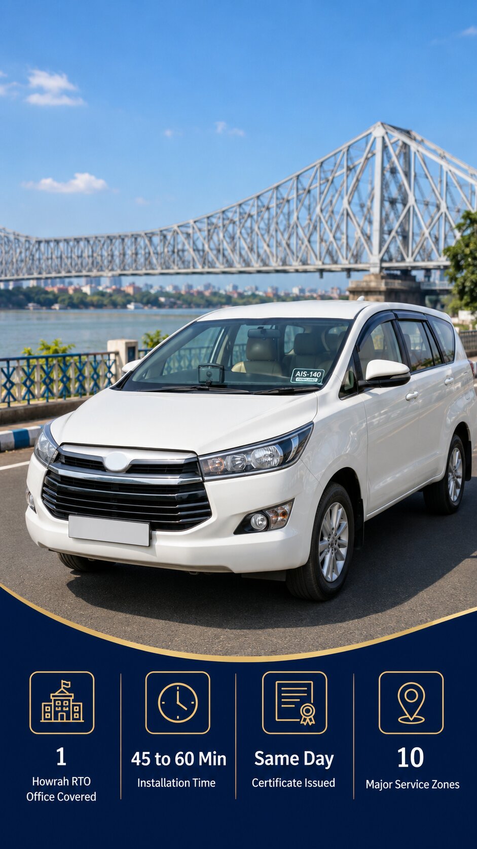AIS-140 VLTD installation visual for Howrah taxis and commercial vehicles