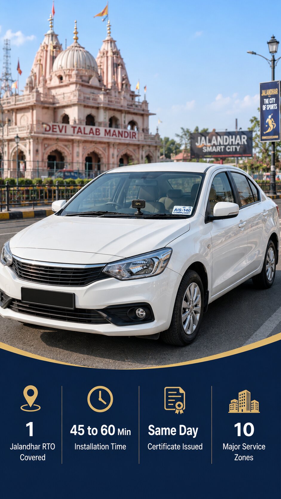AIS-140 VLTD installation visual for Jalandhar taxis and commercial vehicles