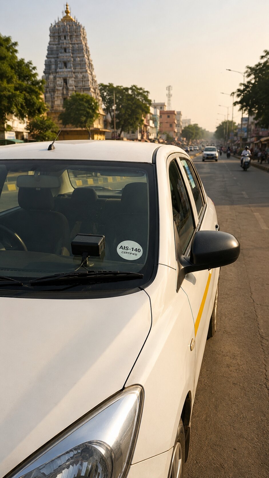 AIS-140 VLTD installation visual for Kolhapur taxis and commercial vehicles
